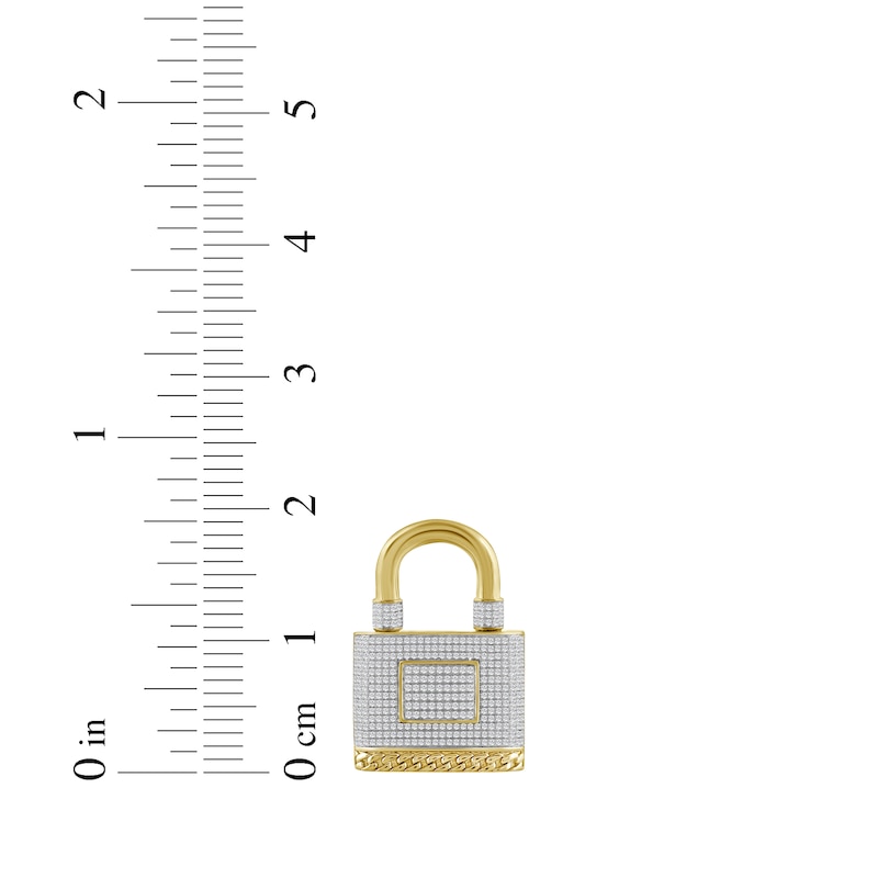 Main Image 3 of Men's Diamond Lock Charm 1 ct tw 10K Yellow Gold
