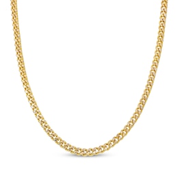 Diamond-Cut Square Curb Chain Necklace 5.6mm Hollow 10K Yellow Gold 22"