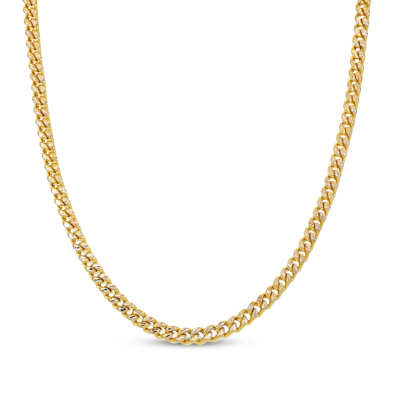 Main Image 1 of Diamond-Cut Square Curb Chain Necklace 5.6mm Hollow 10K Yellow Gold 22&quot;