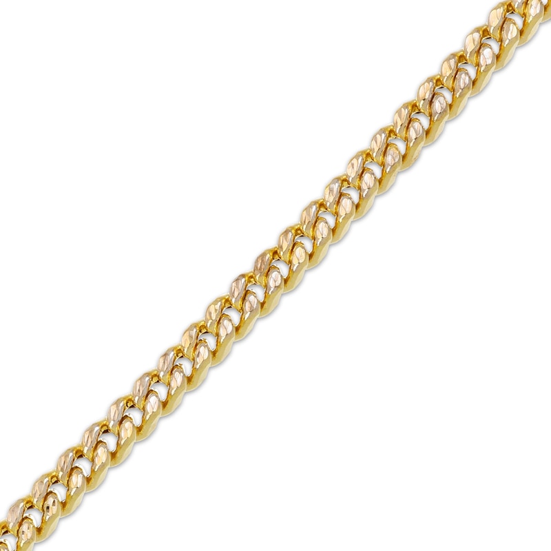 Main Image 2 of Diamond-Cut Square Curb Chain Necklace 5.6mm Hollow 10K Yellow Gold 22&quot;