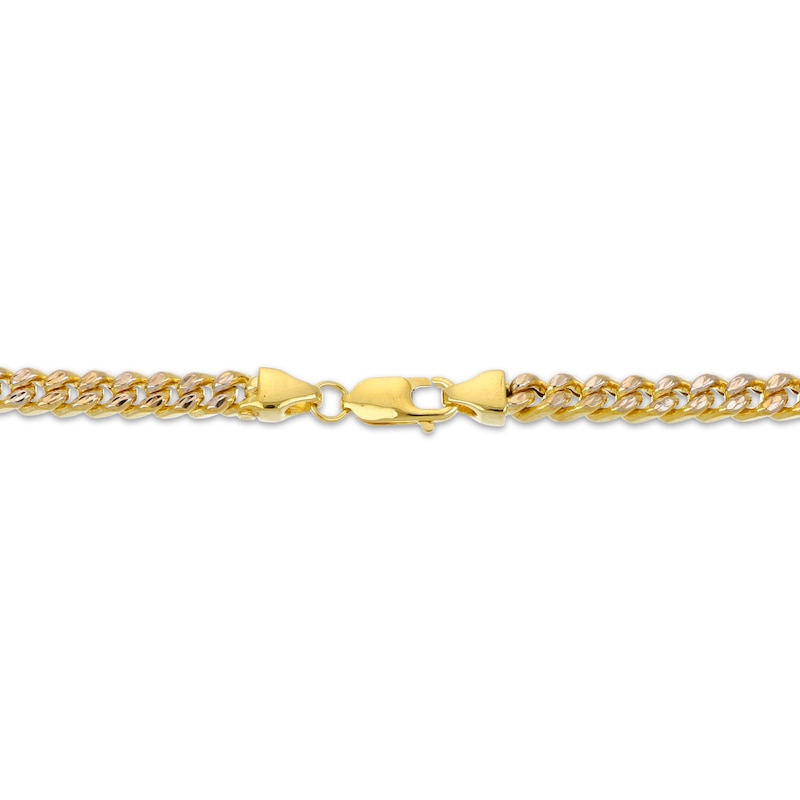 Main Image 3 of Diamond-Cut Square Curb Chain Necklace 5.6mm Hollow 10K Yellow Gold 22&quot;