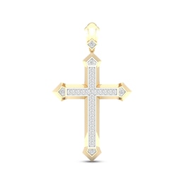 Men's Diamond Pointed Cross Charm 1 ct tw 10K Yellow Gold