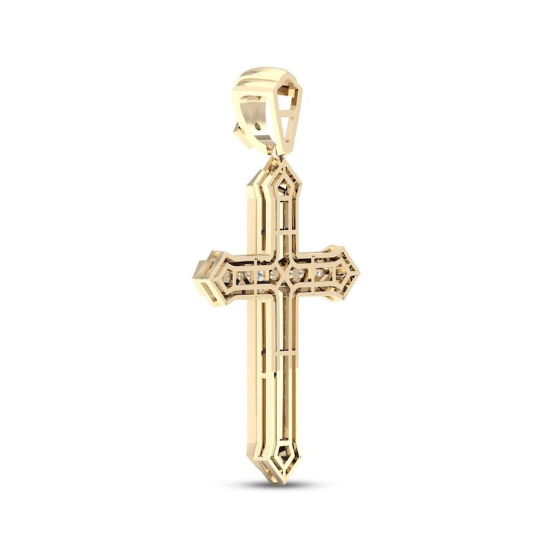 Main Image 4 of Men's Diamond Pointed Cross Charm 1 ct tw 10K Yellow Gold
