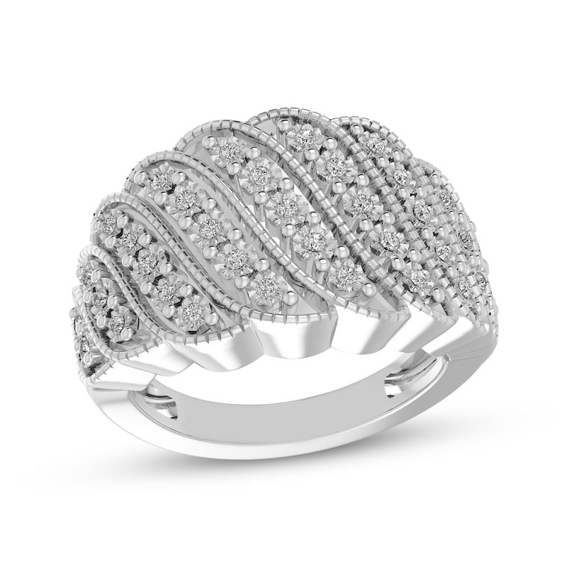 Main Image 1 of Diamond Multi-Row Curve Fashion Ring 1/4 ct tw Sterling Silver