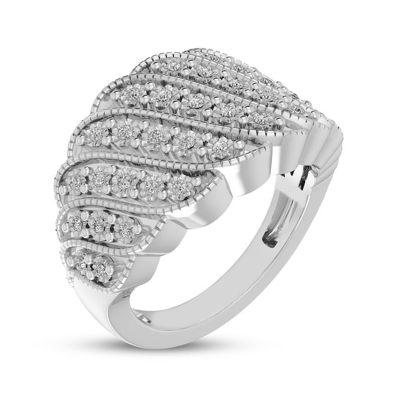 Main Image 2 of Diamond Multi-Row Curve Fashion Ring 1/4 ct tw Sterling Silver