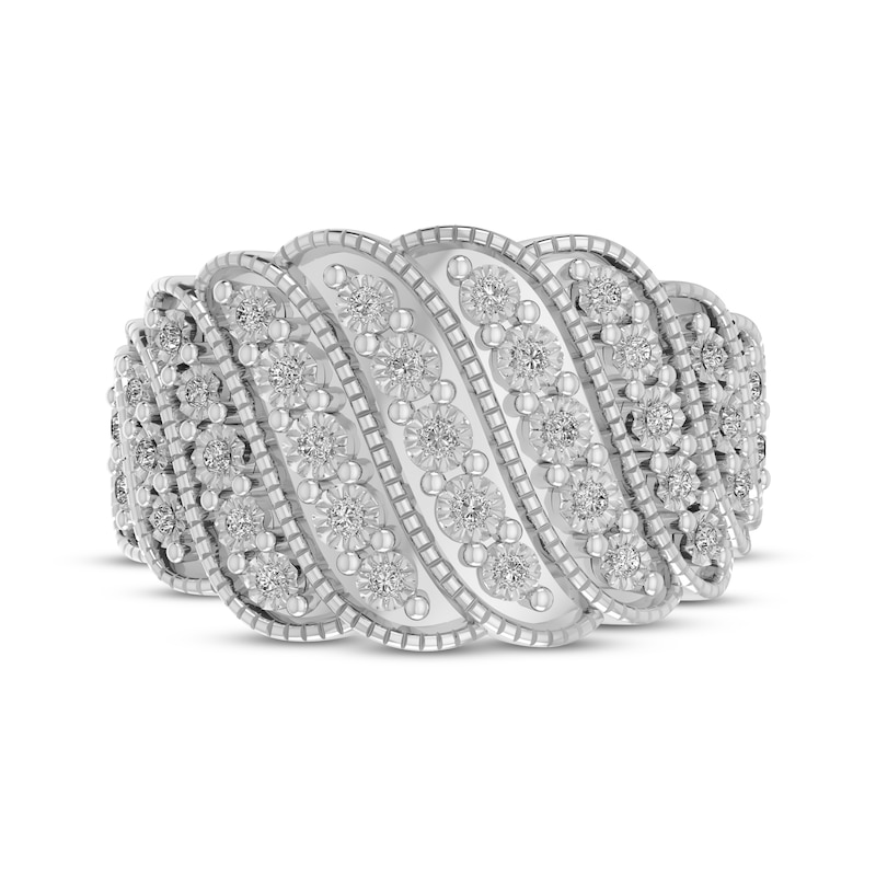 Main Image 3 of Diamond Multi-Row Curve Fashion Ring 1/4 ct tw Sterling Silver