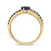 Thumbnail Image 2 of Oval-Cut Natural Blue Sapphire & Diamond Crossover Ring 1/8 ct tw 10K Yellow Gold