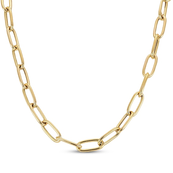 Charmed Memories Paperclip Chain Necklace 4.95mm Hollow 10K Yellow Gold 18"