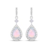 Thumbnail Image 2 of Pear-Shaped Lab-Created Opal & White Lab-Created Sapphire Drop Earrings Sterling Silver