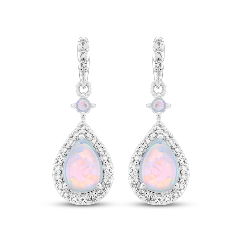 Sterling Silver Pear White Lab Created Opal Dangle Earrings Sterling Silver Pear White Lab Created Opal Dangle Earrings