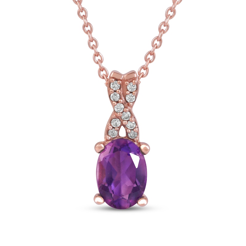 Main Image 1 of Amethyst & Diamond Necklace 1/20 ct tw 10K Rose Gold 18&quot;