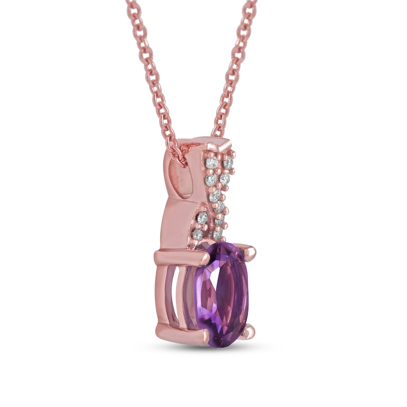 Main Image 2 of Amethyst & Diamond Necklace 1/20 ct tw 10K Rose Gold 18&quot;