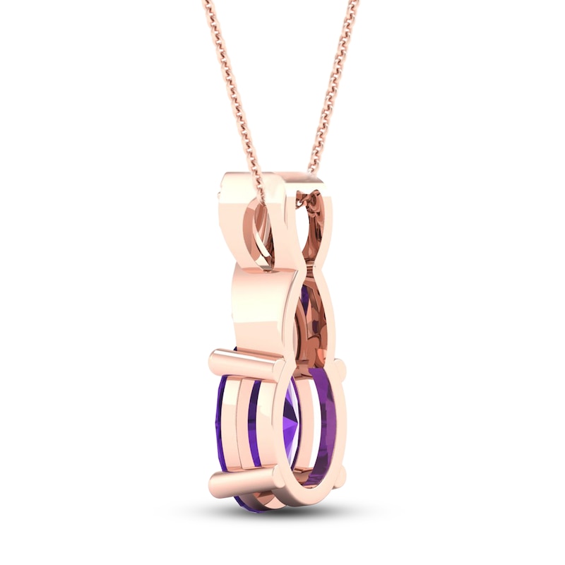 Main Image 4 of Amethyst & Diamond Necklace 1/20 ct tw 10K Rose Gold 18&quot;