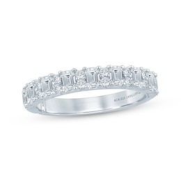 Monique Lhuillier Bliss Round & Emerald-Cut Lab-Grown Diamond Anniversary Ring 1 ct tw 18K White Gold