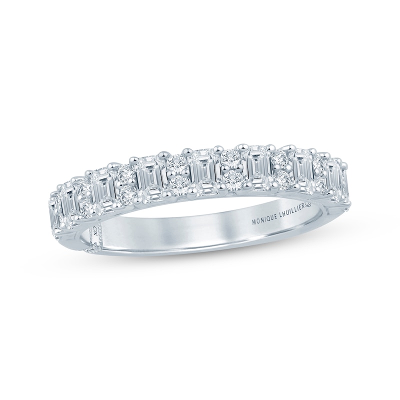 Main Image 1 of Monique Lhuillier Bliss Round & Emerald-Cut Lab-Grown Diamond Anniversary Ring 1 ct tw 18K White Gold