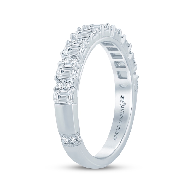 Main Image 2 of Monique Lhuillier Bliss Round & Emerald-Cut Lab-Grown Diamond Anniversary Ring 1 ct tw 18K White Gold
