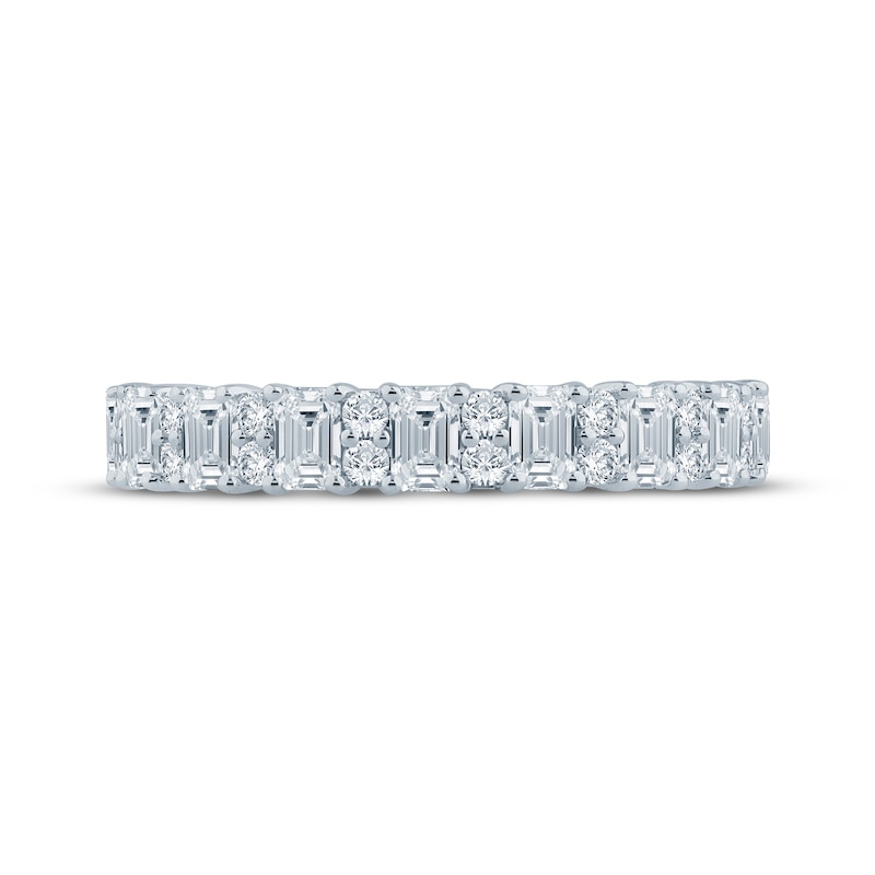 Main Image 4 of Monique Lhuillier Bliss Round & Emerald-Cut Lab-Grown Diamond Anniversary Ring 1 ct tw 18K White Gold