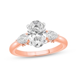 Memories Moments Magic Lab-Grown Diamonds Oval-Cut Engagement Ring 2 ct tw 14K Rose Gold