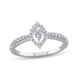 Multi-Diamond Marquise Halo Promise Ring 1/5 ct tw Sterling Silver
