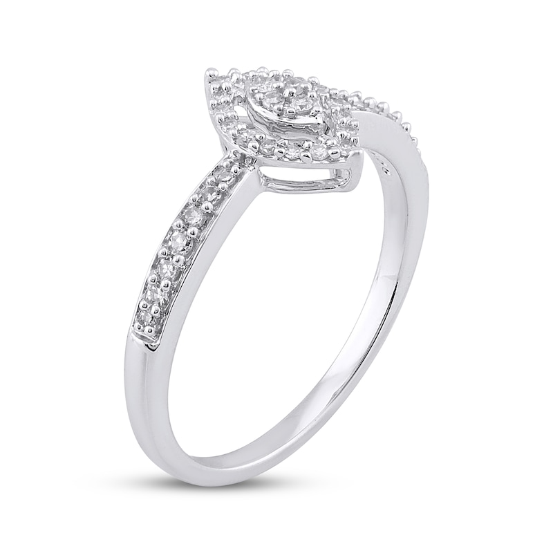 Main Image 2 of Multi-Diamond Marquise Halo Promise Ring 1/5 ct tw Sterling Silver