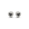 Thumbnail Image 2 of Black & White Multi-Diamond Heart Stud Earrings 1/8 ct tw Sterling Silver