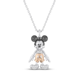 Disney Treasures Mickey Mouse Diamond Necklace 1/15 ct tw Sterling Silver & 10K Rose Gold 19"