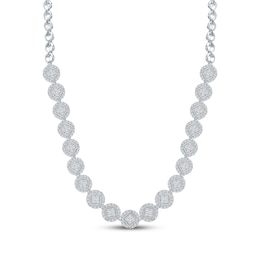 Multi-Diamond Circle Necklace 3 ct tw 10K White Gold 18"