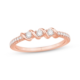Now + Forever Diamond Three-Stone Anniversary Ring 1/4 ct tw 10K Rose Gold