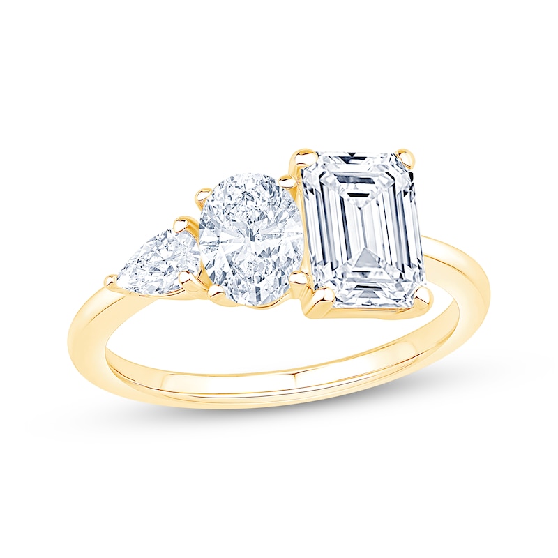Main Image 1 of Now + Forever Emerald-Cut, Oval-Cut & Pear-Shaped Lab-Grown Diamond Engagement Ring 2-1/6 ct tw 14K Yellow Gold