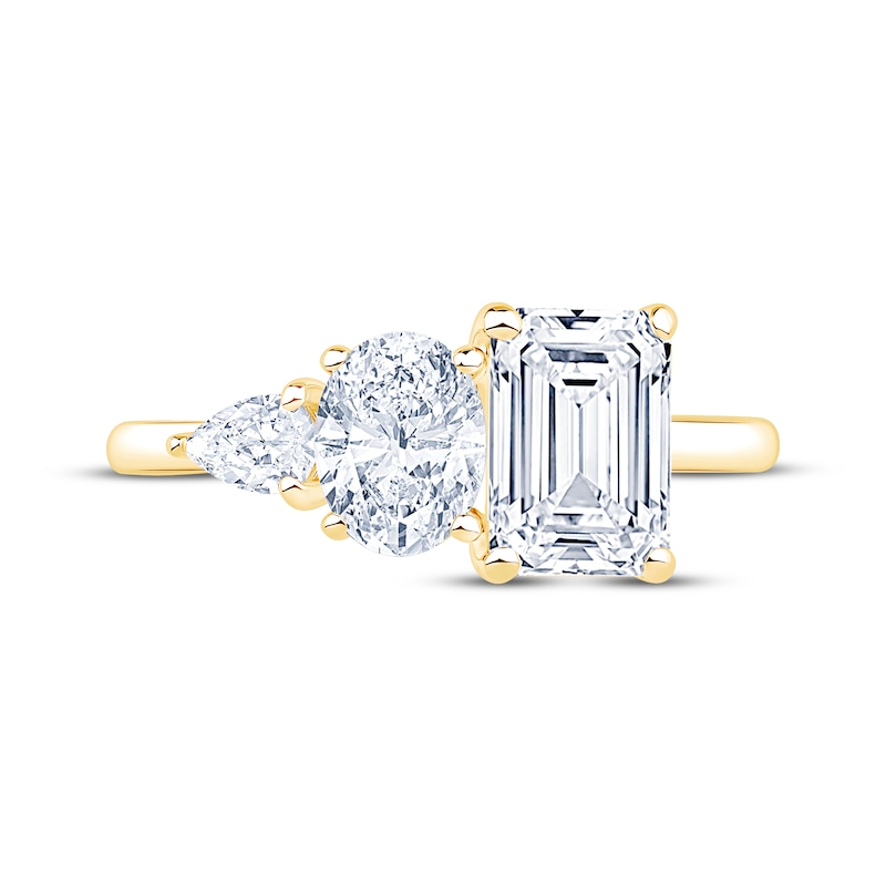Main Image 3 of Now + Forever Emerald-Cut, Oval-Cut & Pear-Shaped Lab-Grown Diamond Engagement Ring 2-1/6 ct tw 14K Yellow Gold