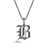 Thumbnail Image 1 of Ink & Ice Men's Black Diamond Initial "B" Necklace 1/6 ct tw Black Rhodium-Plated Sterling Silver 22"
