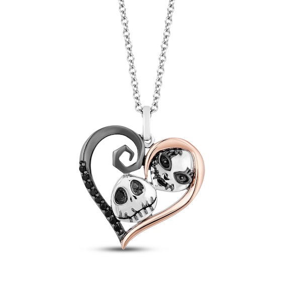 Disney Treasures The Nightmare Before Christmas Diamond Necklace 1/15 ct tw Sterling Silver & 10K Rose Gold 19"