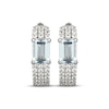 Thumbnail Image 2 of Emerald-Cut Aquamarine & White Lab-Created Sapphire Huggie Hoop Earrings Sterling Silver