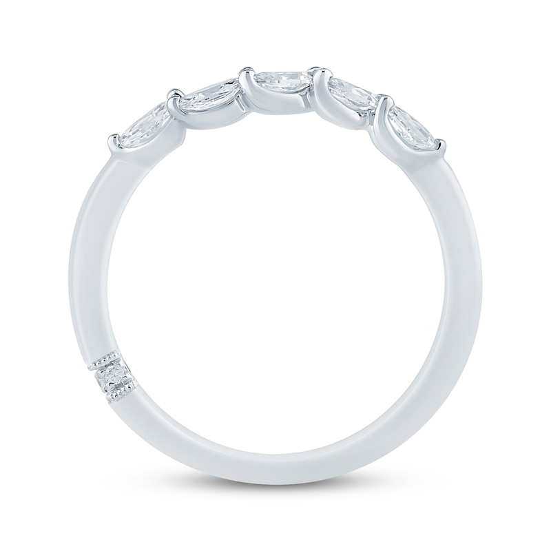 Main Image 3 of Monique Lhuillier Bliss Marquise-Cut Lab-Grown Diamond Contour Wedding Band 1/3 ct tw 18K White Gold