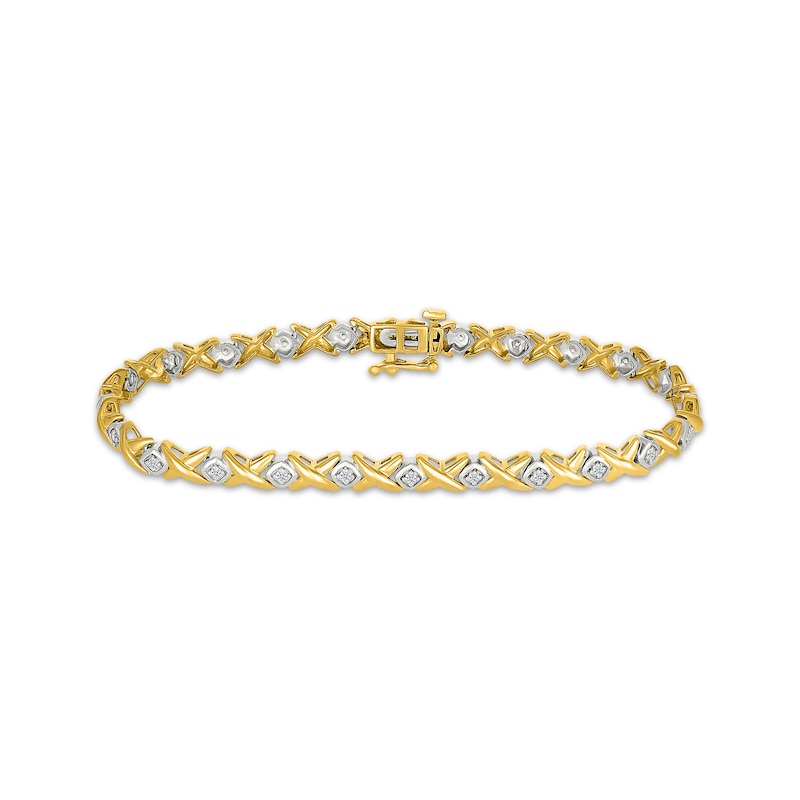 Main Image 1 of Diamond &quot;XO&quot; Link Bracelet 1/4 ct tw 10K Yellow Gold 7.25&quot;