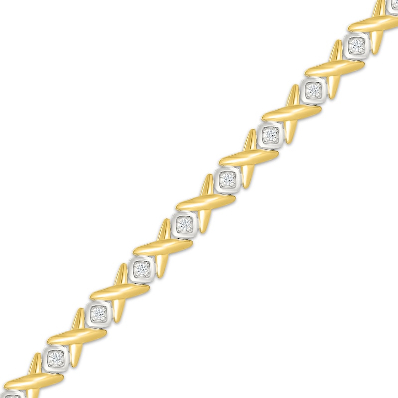 Main Image 2 of Diamond &quot;XO&quot; Link Bracelet 1/4 ct tw 10K Yellow Gold 7.25&quot;