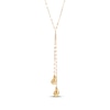 Thumbnail Image 2 of Double Teardrop Lariat Necklace Hollow 10K Yellow Gold 17&quot;