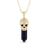 Thumbnail Image 1 of Black Onyx & Diamond Skull Necklace 1/6 ct tw 10K Yellow Gold 22"