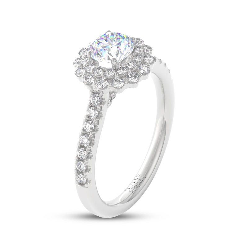 Main Image 2 of THE LEO Prisma Diamond Round-Cut Double Scallop Halo Engagement Ring 1 ct tw 14K White Gold