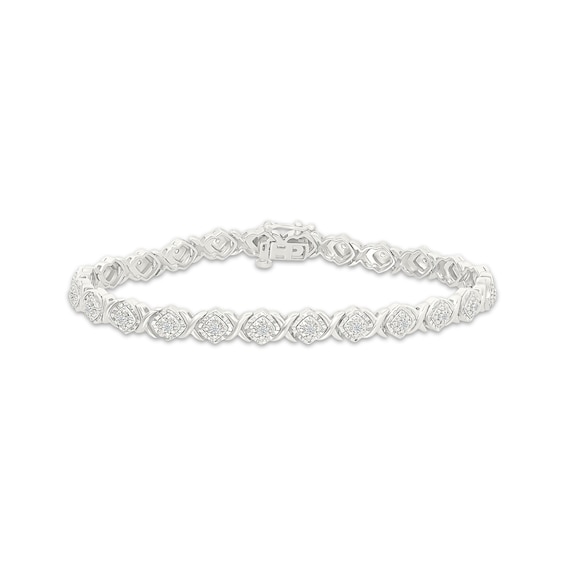 Diamond X-Link Bracelet 1/4 ct tw Sterling Silver 7"