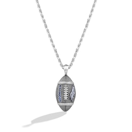 True Fans Denver Broncos 1/20 CT. T.W. Diamond Vertical Football Necklace in Sterling Silver