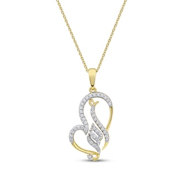Arabic "Grandma" Diamond Tilted Heart Necklace 1/5 ct tw 10K Yellow Gold 18"