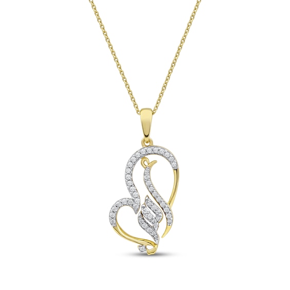 Arabic "Grandma" Diamond Tilted Heart Necklace 1/5 ct tw 10K Yellow Gold 18"
