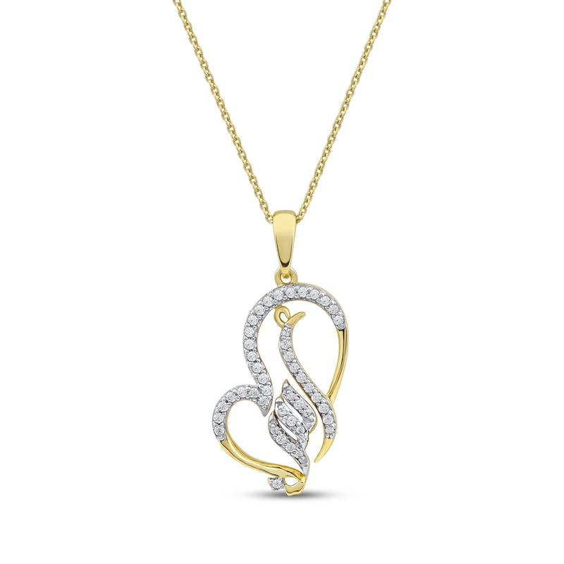 Main Image 1 of Arabic "Grandma" Diamond Tilted Heart Necklace 1/5 ct tw 10K Yellow Gold 18"