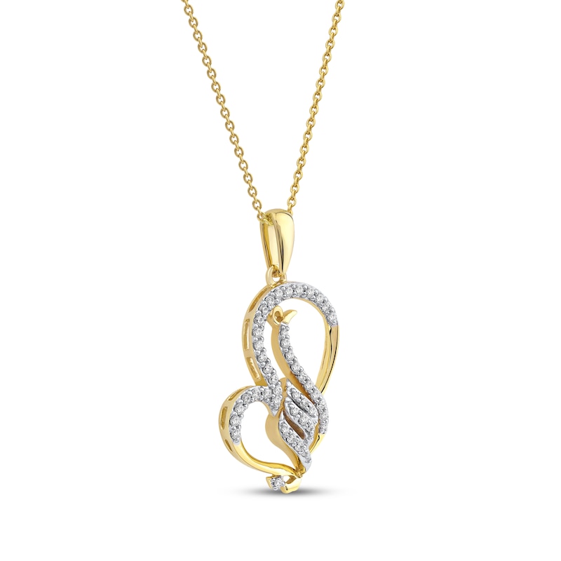 Main Image 2 of Arabic "Grandma" Diamond Tilted Heart Necklace 1/5 ct tw 10K Yellow Gold 18"