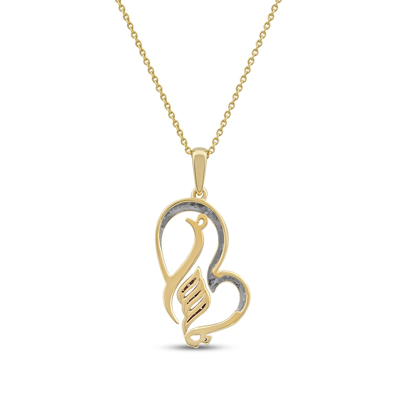 Main Image 3 of Arabic "Grandma" Diamond Tilted Heart Necklace 1/5 ct tw 10K Yellow Gold 18"