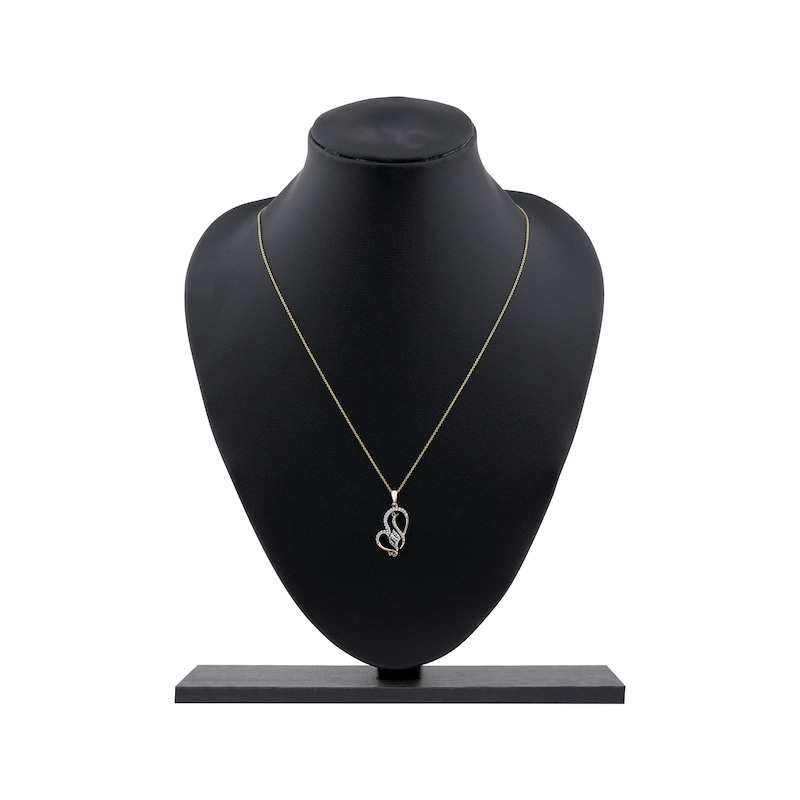 Main Image 6 of Arabic "Grandma" Diamond Tilted Heart Necklace 1/5 ct tw 10K Yellow Gold 18"