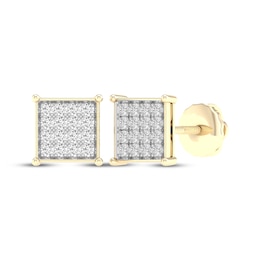 Men's Lab-Grown Diamond Square Stud Earrings 1/2 ct tw 10K Yellow Gold