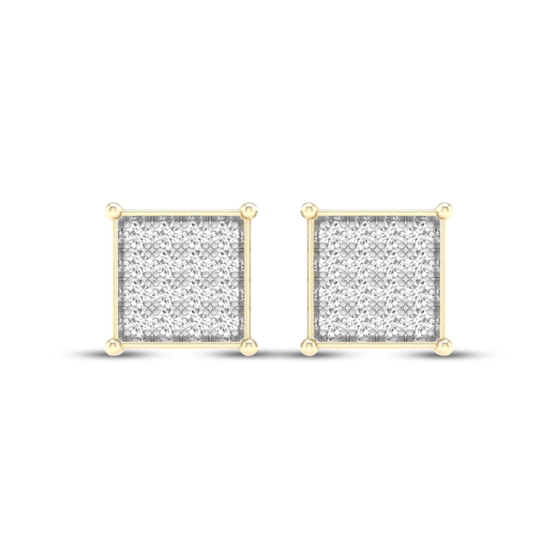 Main Image 2 of Men's Lab-Grown Diamond Square Stud Earrings 1/2 ct tw 10K Yellow Gold