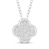 Thumbnail Image 1 of White Lab-Created Sapphire Clover Necklace Sterling Silver 18"